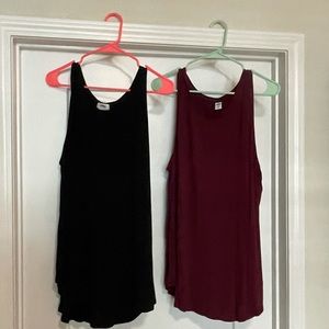 Old Navy Set of two XXL Tank Tops. Black and cranberry color.